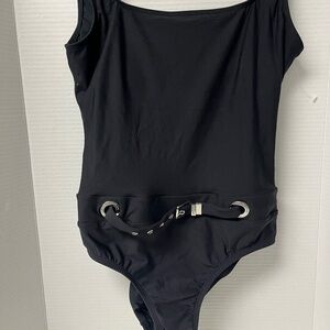 Michael Kors Blk w Silver Belt 1 PC Bathing Suit Luxury Resort Vacation Size 8